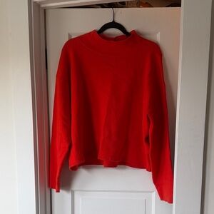 Maeve Anthropologie Reddish Orange Mock Neck Sweater